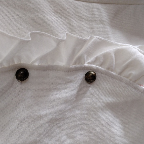Winter white button down top with ruffles - Picture 2 of 5